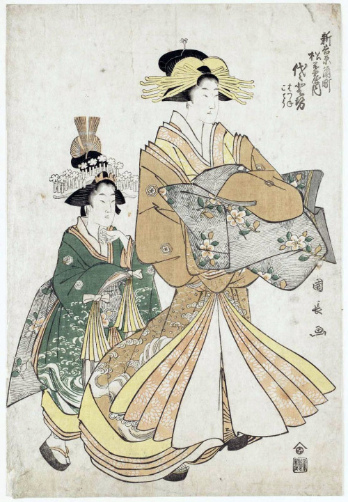 19th century Japanese courtesans;The courtesan Yoyotose of the Matsubaya in Kado-machi in the New Yo