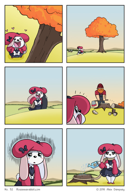 rosiannarabbit:  Rosianna Rabbit | 052 Rosianna Rabbit gets stumped growing a tree!  FACEBOOK | TWITTER | FIRST COMIC | TAPASTIC   see ; n;