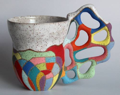 Kaleidoscopic Handles Grow In Biomorphic Shapes From Jessica Thompson-Lees Ceramic Mugs