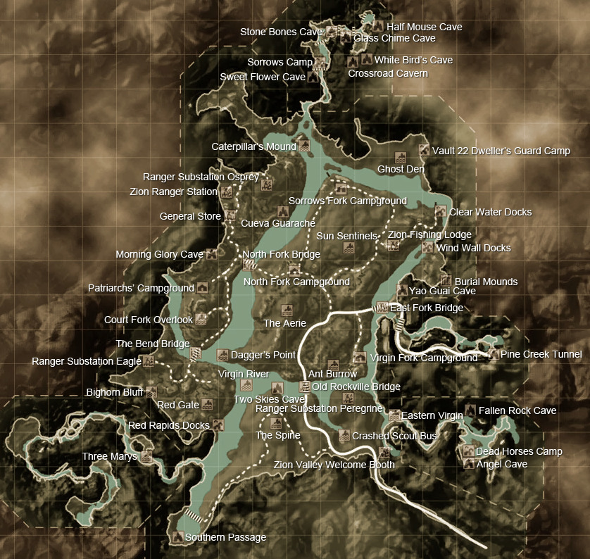 Fallout: New Vegas, Interactive map of Zion Canyon