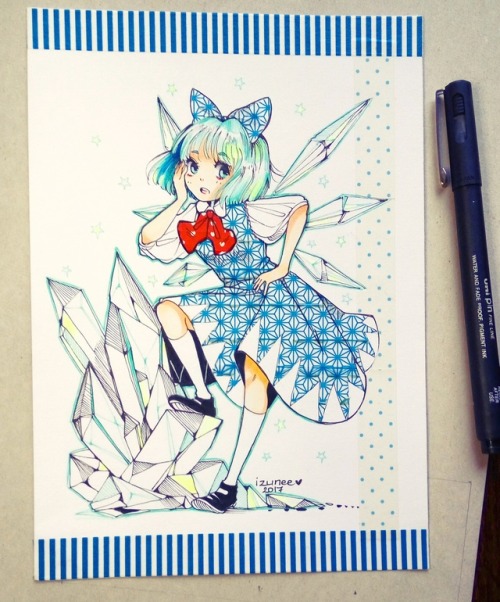 Colored drawing and lineart, Cirno! :3