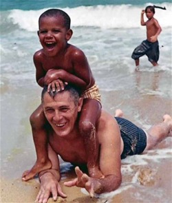 trillrosemafia:  blvck-qod:  stunningpicture:  Barack Obama and his grandfather, c. 1965  Mitt Romney in the back trynna take the future president out.  Even back then 