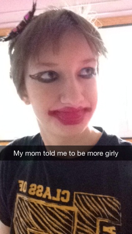 missbrostrider:  Yea so my mom was yelling at me to put on some makeup so I at least look like a girl, and me being me I just had to be a little shit and do this. 
