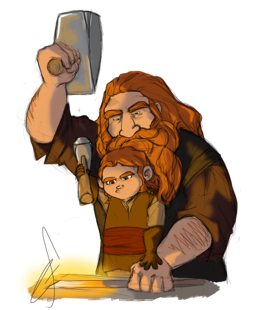  Glóin and his wee lad Gimli 