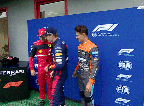 CHARLES LECLERC, MAX VERSTAPPEN & LANDO NORRIS After The 2021 Emilia Romagna Grand Prix Qualifying (April