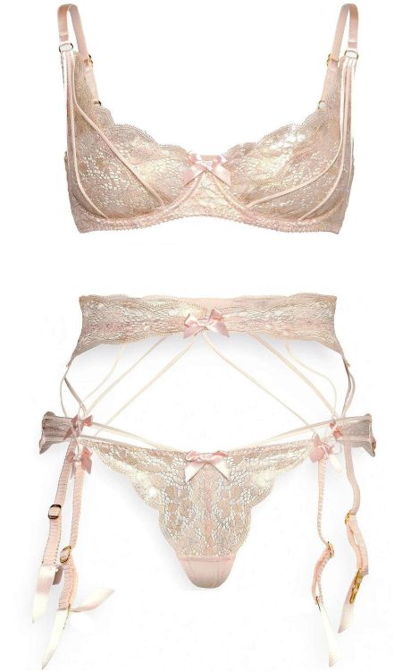 Agent Provocateur | Dedee • in blush pink lace with iridescent foil overlay | Spring Summer 2022  