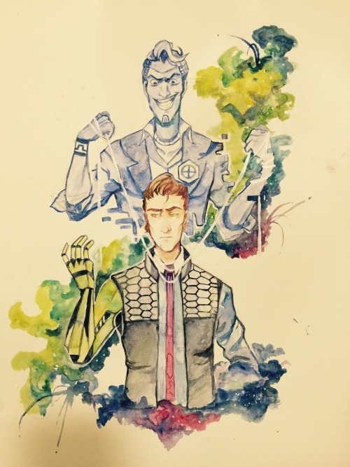 artsekey:  Finished it!  [Rhys and Jack from Tales from the Borderlands, Watercolor and Acrylic on paper!] [I take watercolor commissions!] 