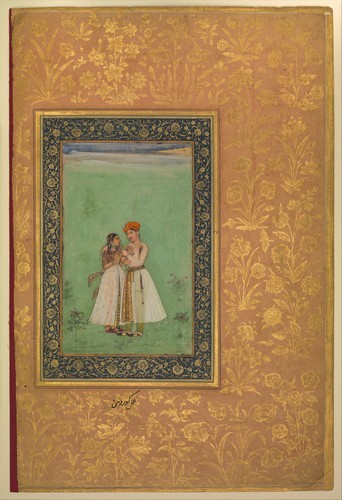 &ldquo;Shah Shuja with a Beloved&rdquo;, Folio from the Shah Jahan Album by Govardhan, Metro