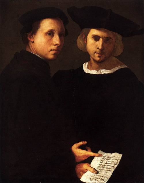 jacopo-pontormo:  Portrait of Two Friends, 1522, Jacopo Pontormo