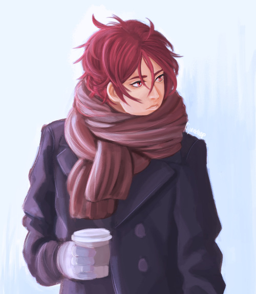 cyandrop:was doing some reference sketches and decided to paint one of them. Rin in winter! :)