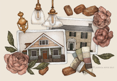 Half page illustration for Charlotte Home and Garden Magazine. The article was about adding historic