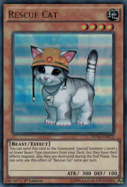 ygoreviews:Rescue Cat————————————————You can send this card to the Graveyard; Special Summon 2 Level