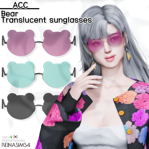 Reina_TS4_ Bear translucent sunglasses ✔ TERMS OF USE !* New mesh / All LOD* No Re-colors without pe