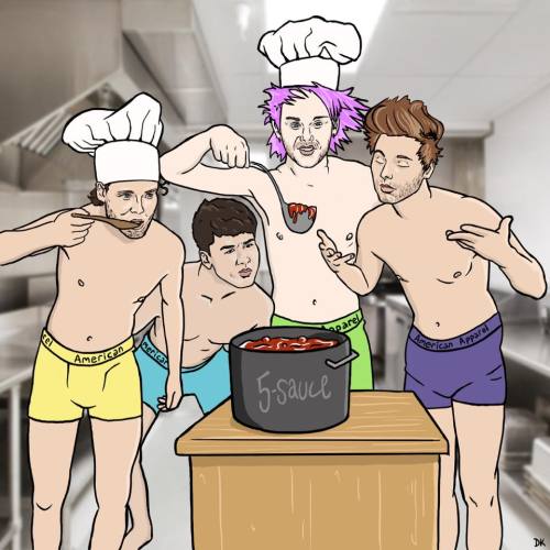 Cookin’ it up with 5SOSFAM at the #iHeartAwards. Head over to Twitter and vote for your favorite Fan