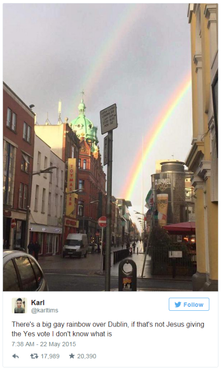 See more photos here: Rainbows Are Forming Over Ireland After The Same-Sex Marriage Vote