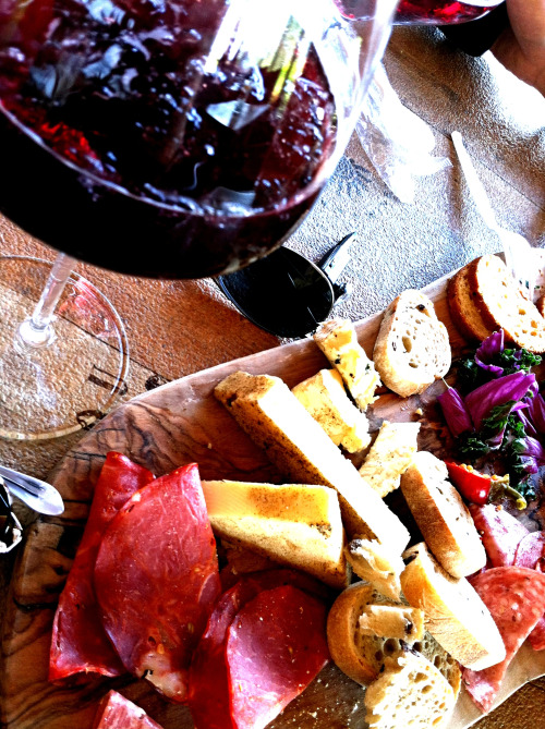 Charcuterie board, cheese, wine and crackers &lt;3