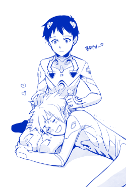 pictolita:  Evangellion:: Kaworu &amp; Shinji. My friend asked me to draw ‘happy Kaworu’ and I was like happy…Kaworu…. equals… Shinji….. ……… 