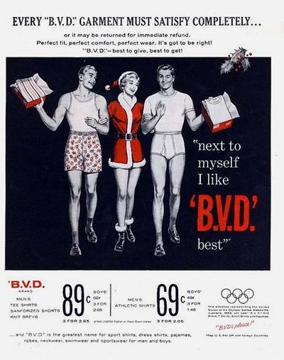 weirdvintage:  Get your loved one BVD underwear this Christmas! c. 1950s (via)
