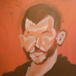 Start of a new self-portrait.  Acrylic on