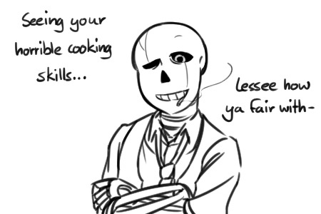 nyublackneko:  I was inspired by another Korean artist in this WHAT IF scenario where Crowbar G!Sans and Kitten are forced to become roommates (since it’s a crossover and they’re waiting for their respective Frisk/Gs to switch back).I imagine the