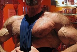 germanbuilder:  Let the pecs see the camera - germanbuilder showing off his huge chest