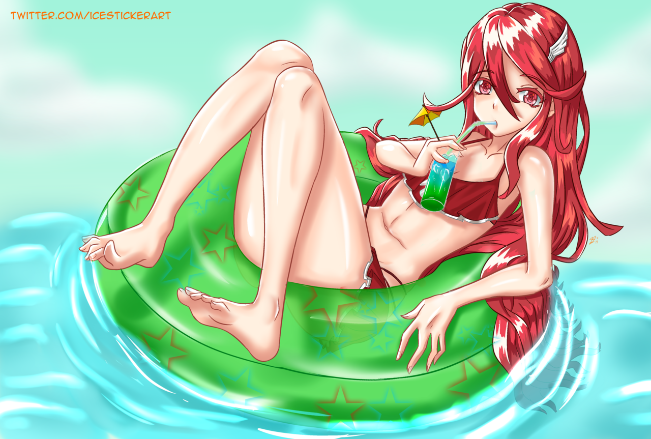 Commission - Patreon Sketch Upgrade - Summer Cordelia  2 monthly coloured sketch