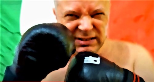 bears-muscle-boxing: In Moscow a middle-aged former boxer was having a problem with a gigantic middl