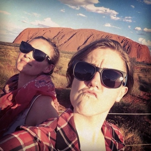 mamrie:How Ularu-de! (Me and @myharto are in the motha fuckin outback) #contiki #roadtrip13