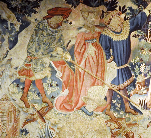 &ldquo;Falconry&rdquo;, woven wool tapestry, Netherlands, possibly Arras, 1430s. Part of the Devonsh