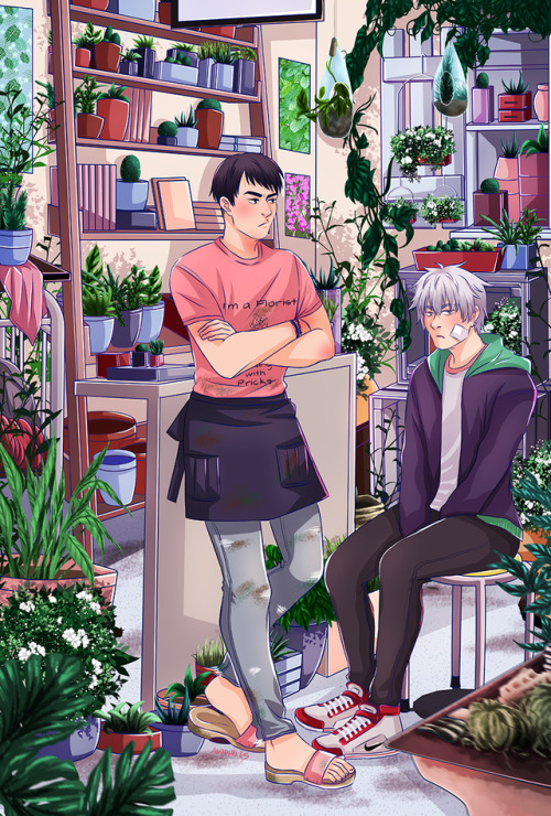 anophiles: We can finally show full pieces so here’s my Nijihai Flowershop AU I made for @kurobasfan