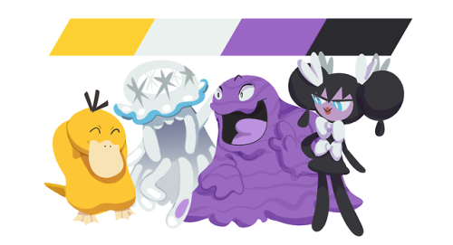 tomatomagica: pride pokemon lineups!! these are available as t-shirts, prints, etc at my redbubble  