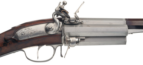 Lemaire Flintlock Revolving Fowling musket,Made by Sadam A. Lemaire in Lorraine, France around the l