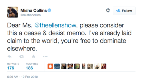 mishasminions:  REMEMBER THAT TIME ELLEN TRIED TO DOMINATE THE WORLD AND MISHA GOT TERRITORIAL