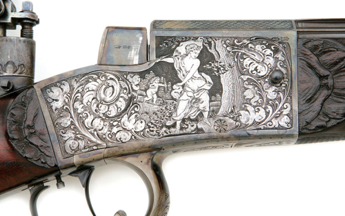 German schuetzen target rifle crafted by Emil Von Nordheim, late 19th century.