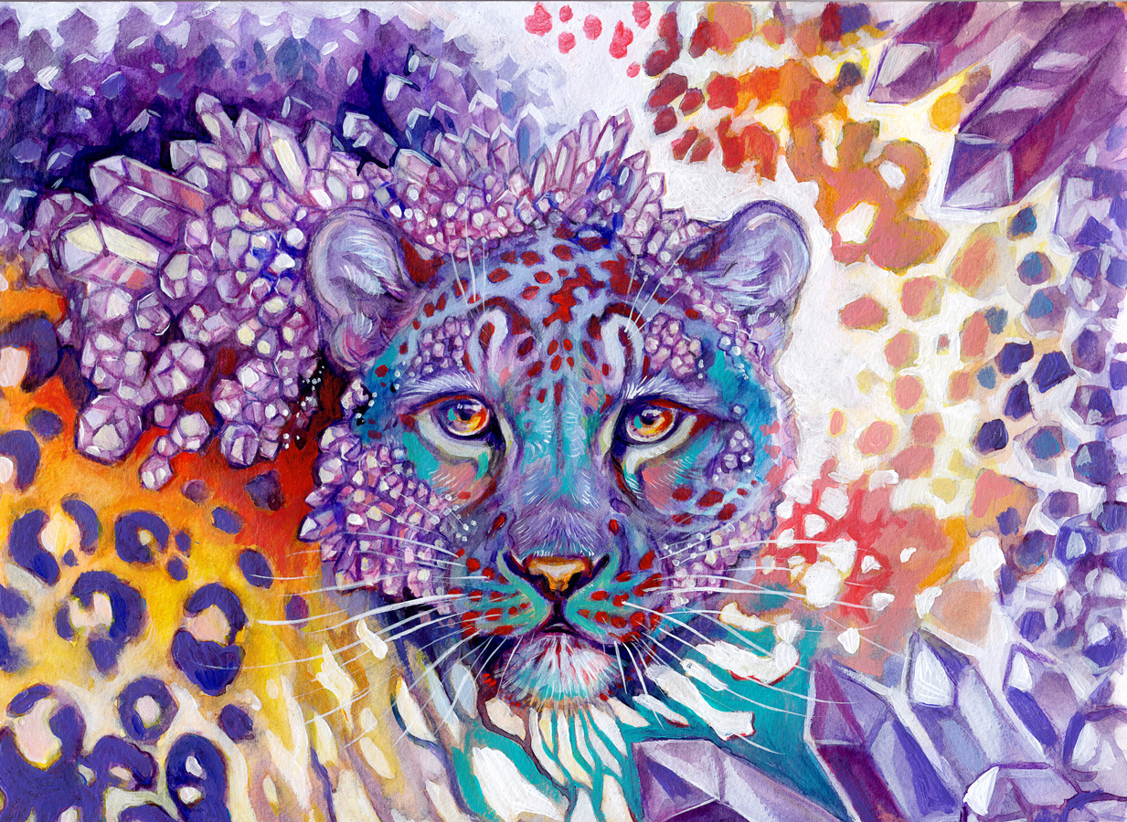 artofmaquenda:    My intuitive “Crystal cave leopard” painting :)I often start