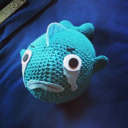 beeandpuppycat:  babyklovesmovies:  Newest project: Wallace the Sad Space Fish from Fish Bowl Space!…he’s so sad…. ;)  Maybe you should crochet him a mommy!!  If you do, I hope it would be as awesome as this one!!  Fantastic work babyklovesmovies!!