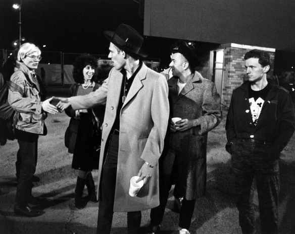 pinkfled:  Andy Warhol backstage with members of The Clash at Shea Stadium in New