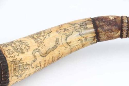 American gunpowder horn dated 1756.from Helios Auctions