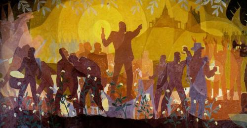 Aaron Douglas, Mural, aspects of negro life from slavery through reconstruction, 1934