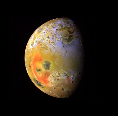wonders-of-the-cosmos:Io - The Volcanic MoonLooking like a giant pizza covered with melted cheese and splotches of tomat
