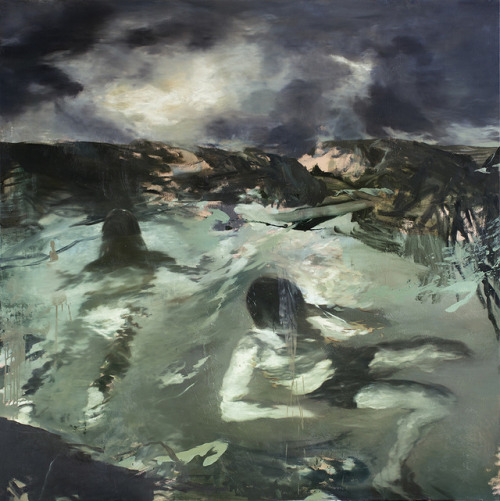 Night Zwimming   -   Lars Elling, 2012.Norwegian, b.1966-egg oil tempera on canvas, 170 x 170 cm.