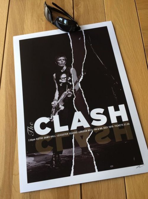 Paul Simonon - The Clash live at Notre Dame Hall, Leicester Square - The print is a collaboration be