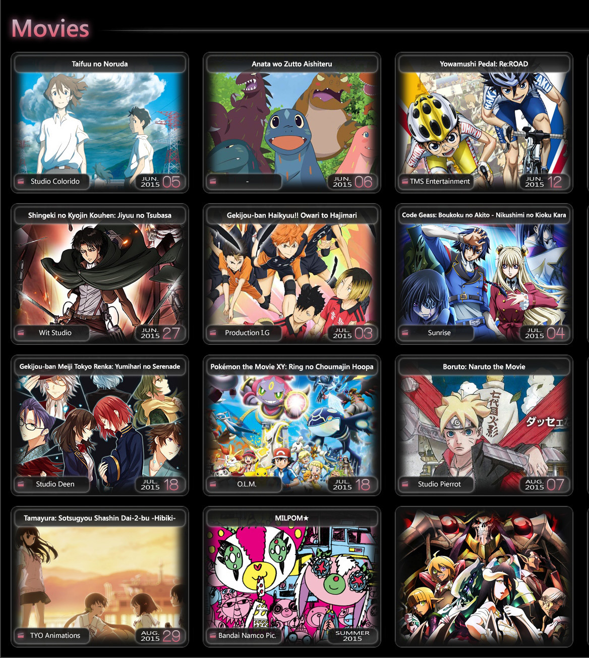 ceejles:  noiitamina:  2015 Summer Anime List Ver. 2.0List was created by Zana at