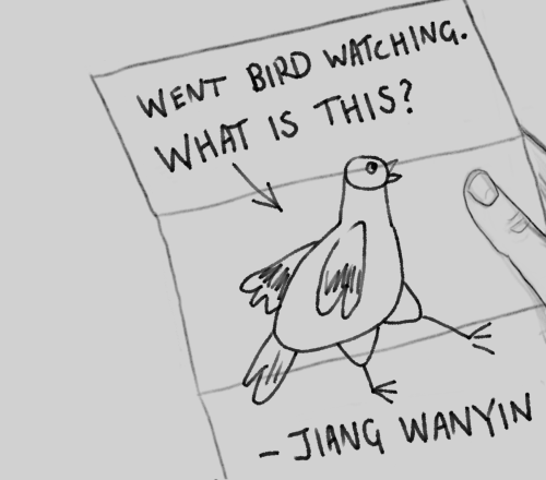 fiercestcorpse:jiang cheng is trying really hard to pretend he cares about birds, so he and nie huai