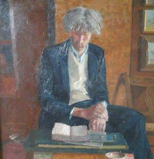 Portret Matthijs Röling   -   Ben Rikken , 1983.Dutch,b.1951-Oil on canvas,  60.5 x 60.5 cm.
