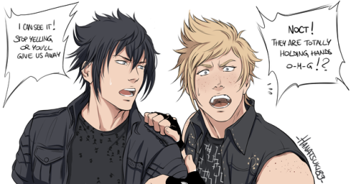 hanatsuki89:  Gladnis week day 3–>   Gladio and Ignis get tricked by Prompto and Noct into going on a date.…but Prompto and Noct were unaware of the fact that their two friends had already gone on several dates and were in fact a couple.