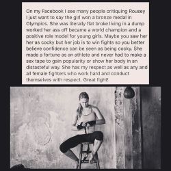 Amen. Now Would Everyone Shut Up About #Rhondarousey ?  These Are Facts. By Evanotty