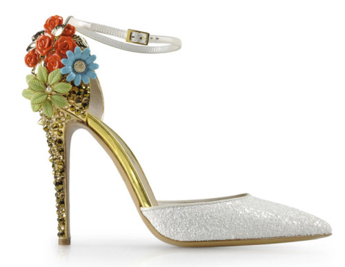 very unique heels with flowers and sparkles