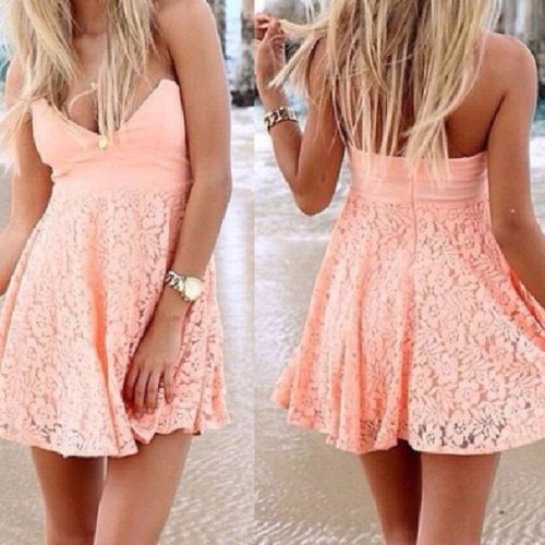 enchantedmemories: Cute Peach Lace Dress follow for more similar posts ;)