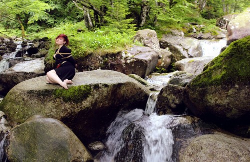 shibartiste:  With Armony in Pyrénées, in the river of Ars waterfall. Photos by Pierre and me.  June 2016